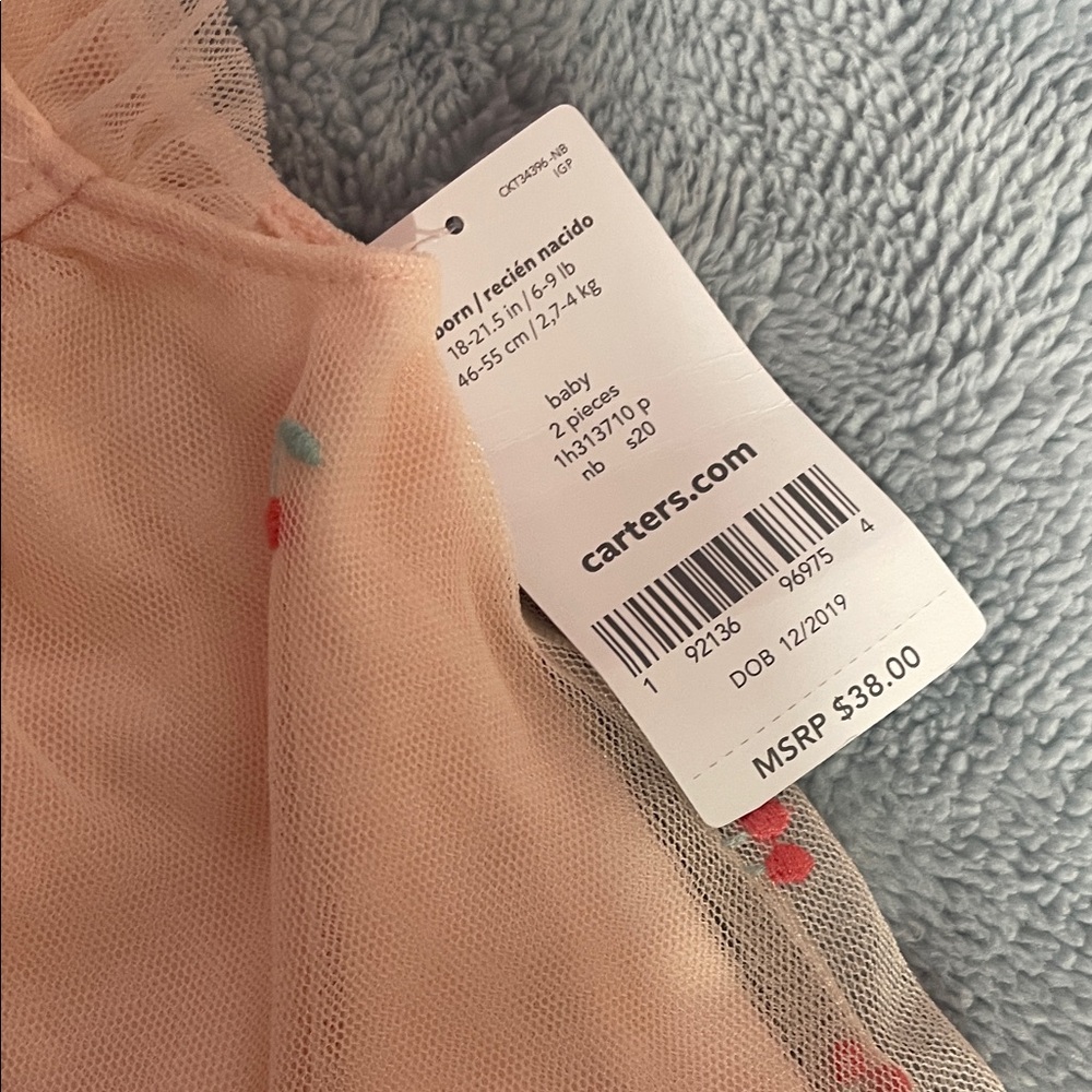 Carter's Pink Baby Dress Cherry Tulle         size Newborn - Picture 4 of 12